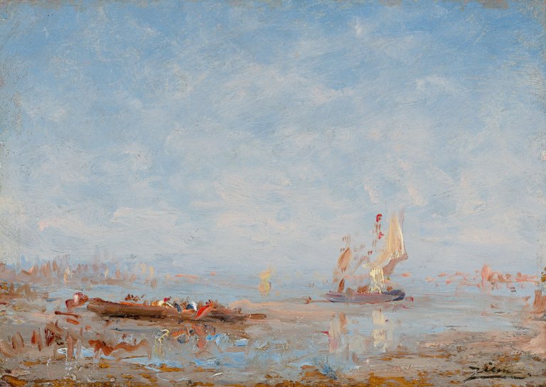 Auf diesem Bild ist das folgende Kunstwerk zu sehen: Félix Ziem. „Voilier et gondole“.