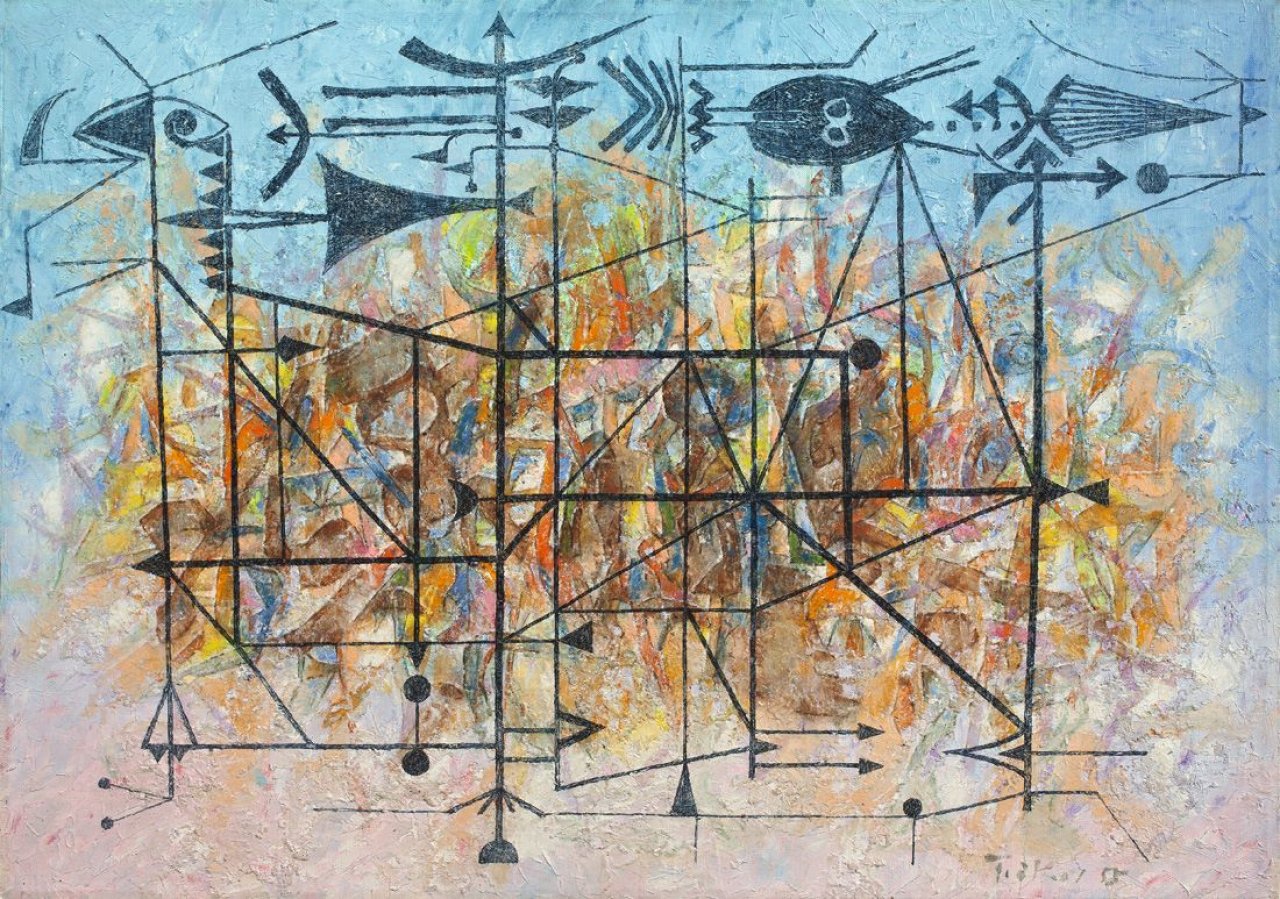 Auf diesem Bild ist das folgende Kunstwerk zu sehen: Heinz Trökes. „Totu“. 1955.
