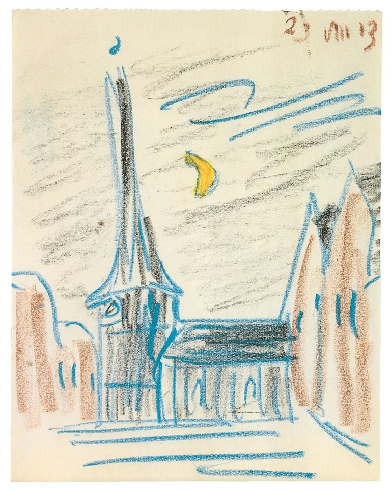 Auf diesem Bild ist das folgende Kunstwerk zu sehen: Lyonel Feininger. Gelmeroda. 1913.