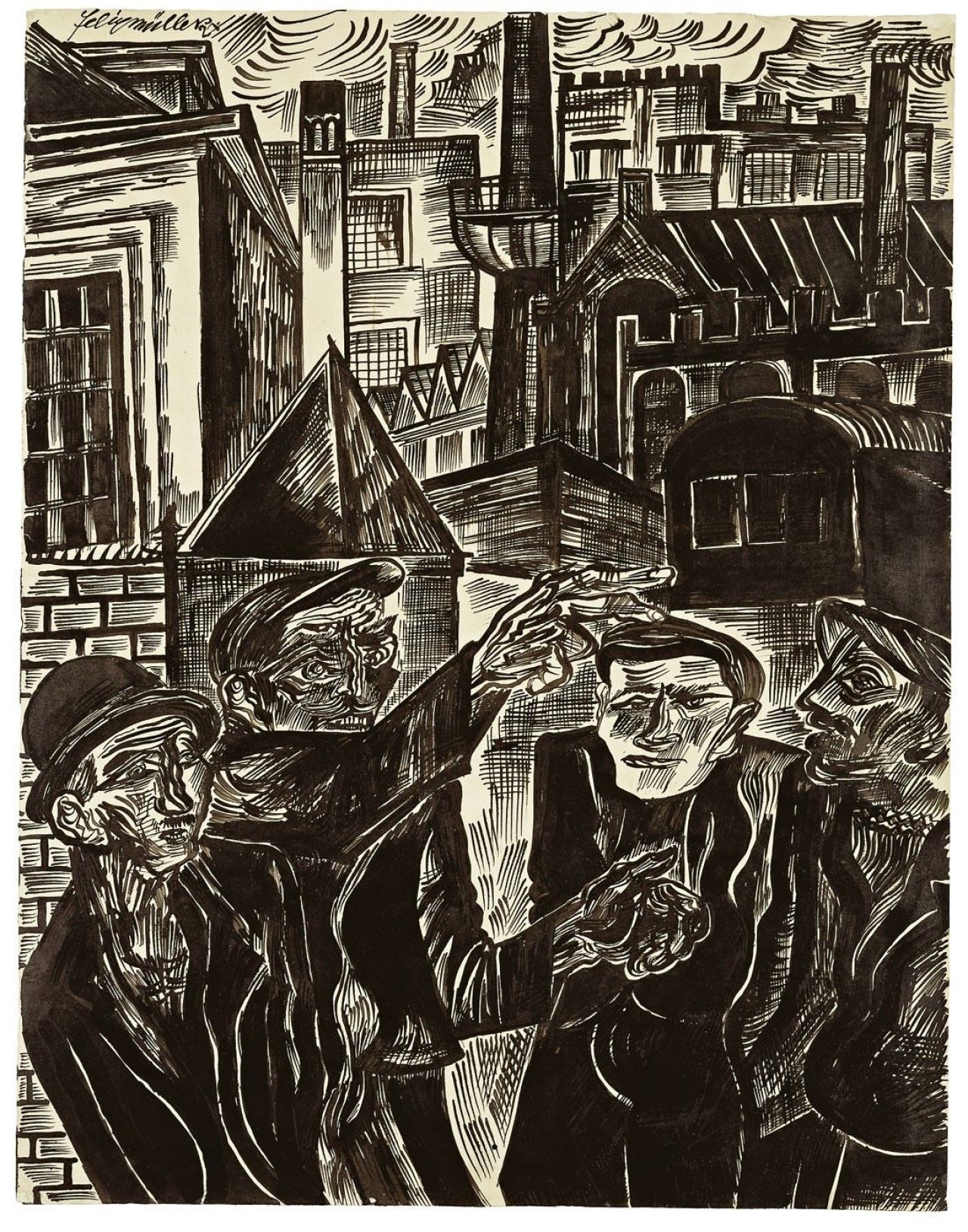 This picture shows the following artwork: Conrad Felixmüller. „Streikposten“. 1921.
