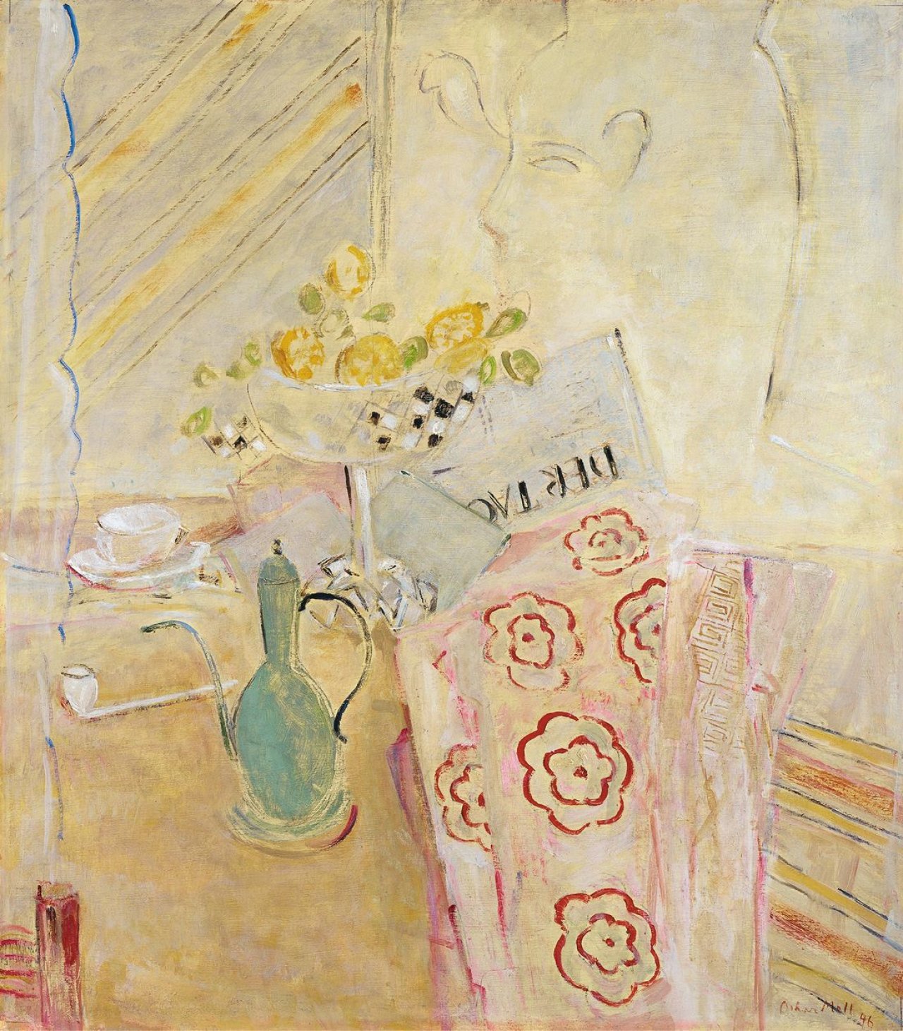 Auf diesem Bild ist das folgende Kunstwerk zu sehen: Oskar Moll. „Grüne Kanne, ’Der Tag’“. 1946.