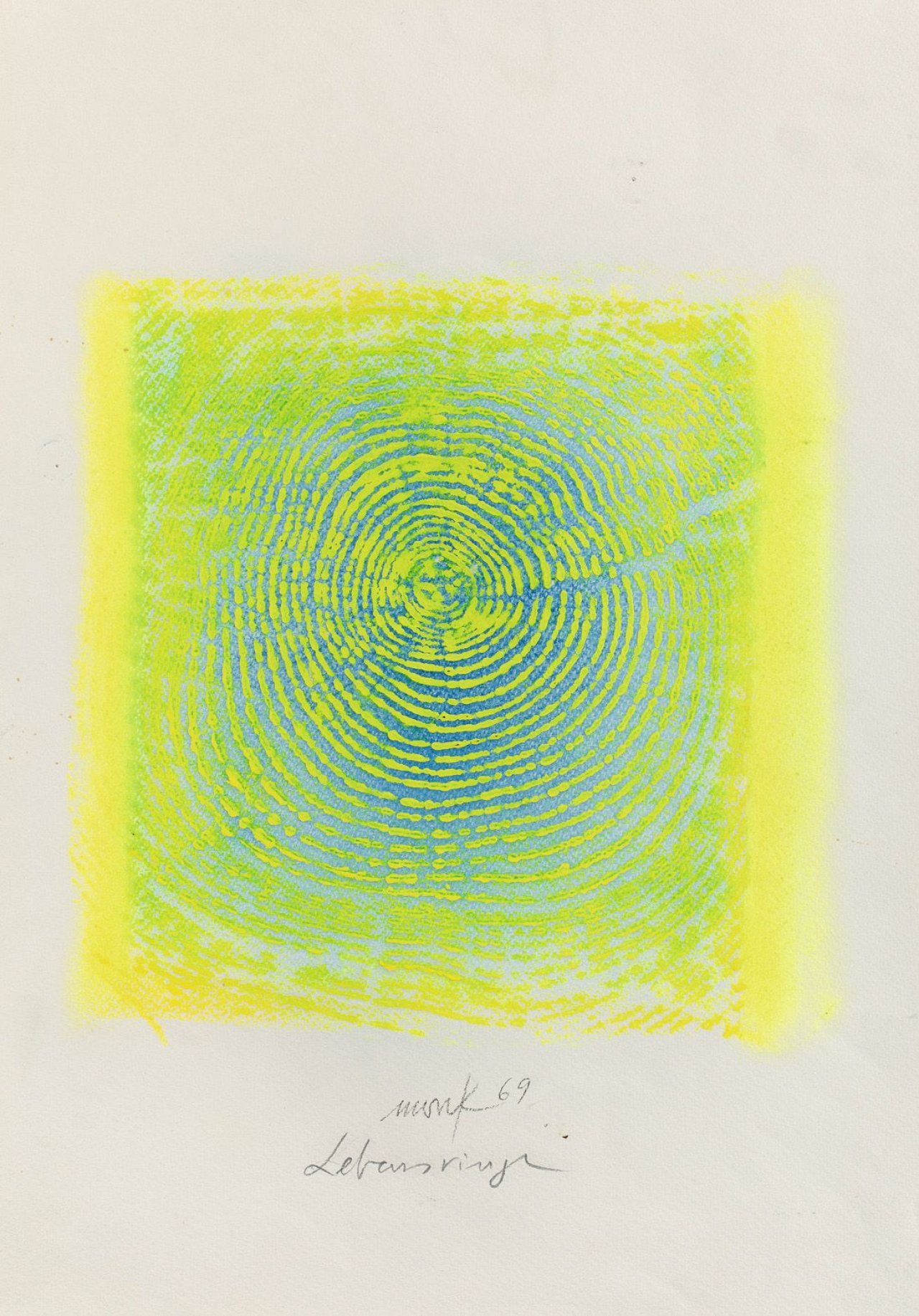 Auf diesem Bild ist das folgende Kunstwerk zu sehen: Heinz Mack. „Lebensringe“. 1969.