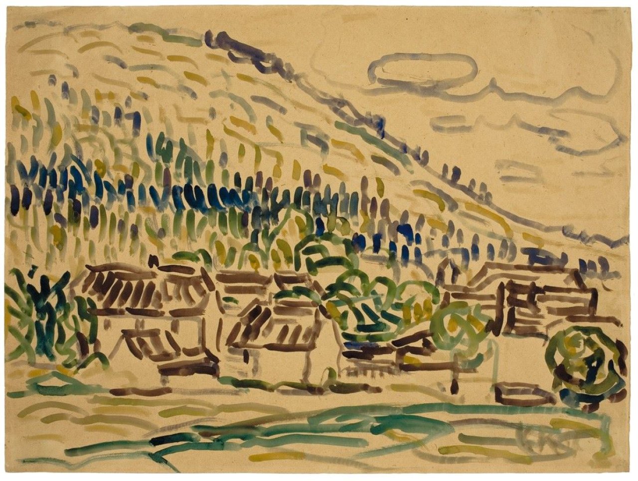 Auf diesem Bild ist das folgende Kunstwerk zu sehen: Christian Rohlfs. „Landschaft bei Hetschburg“. 1907.