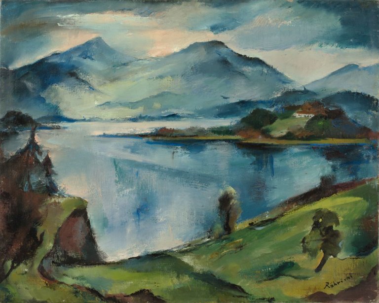 Auf diesem Bild ist das folgende Kunstwerk zu sehen: Wolf Röhricht. Chiemsee-Landschaft. 1920er Jahre.