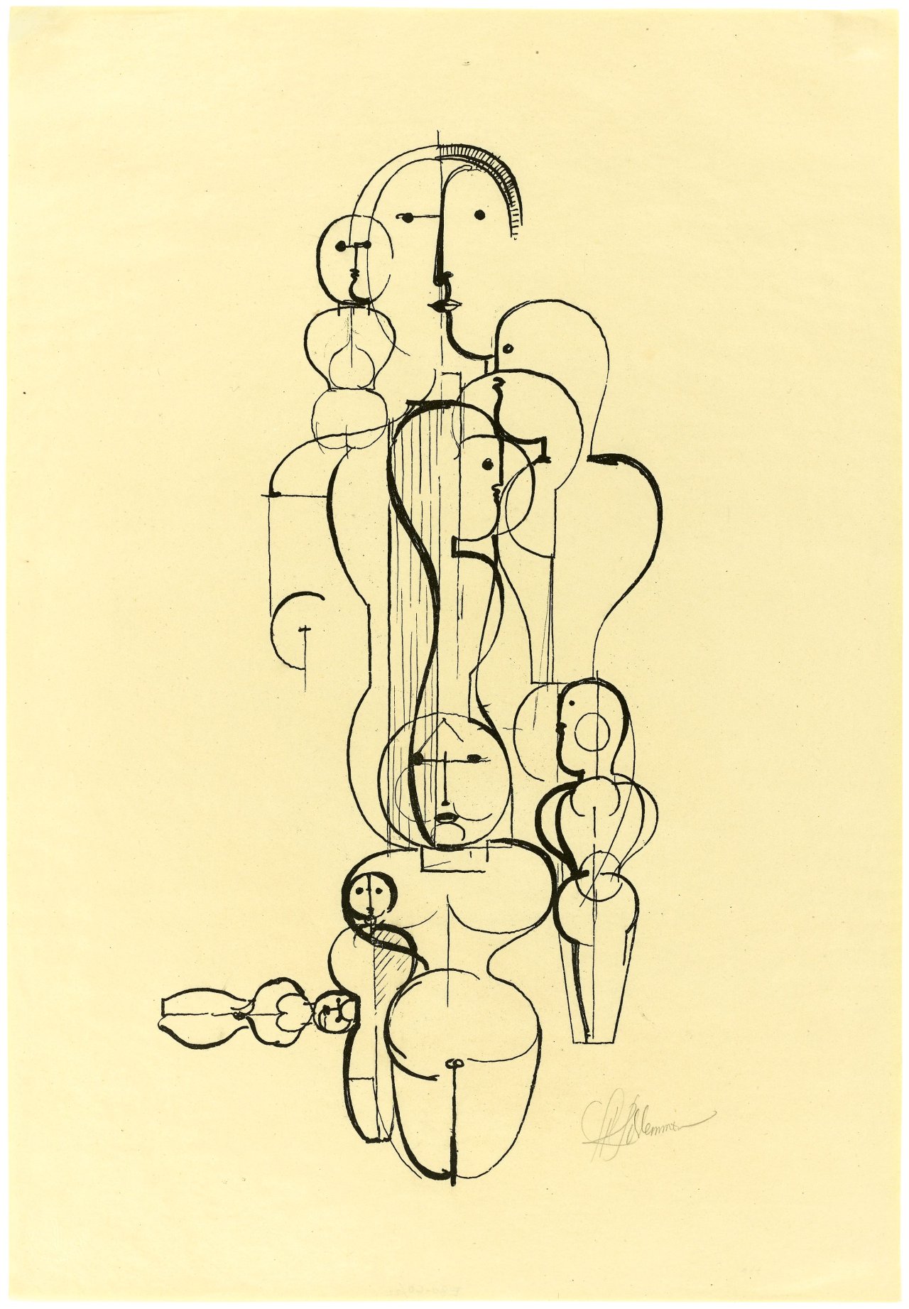 This picture shows the following artwork: Oskar Schlemmer. „Konzentrische Gruppe (FIGURENPLAN K1)“. 1921.