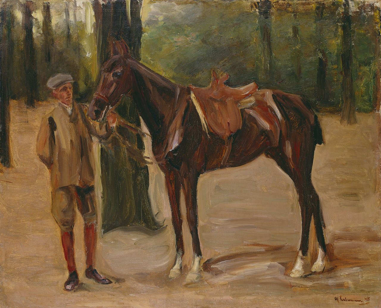 This picture shows the following artwork: Max Liebermann. „Reitknecht mit Pferd“. 1912.
