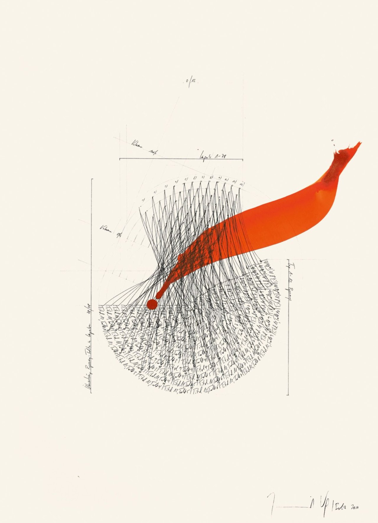 This picture shows the following artwork: Jorinde Voigt. „Top 12 Popsongs (Taktweise) 78 Akustische Impulse“. 2010.