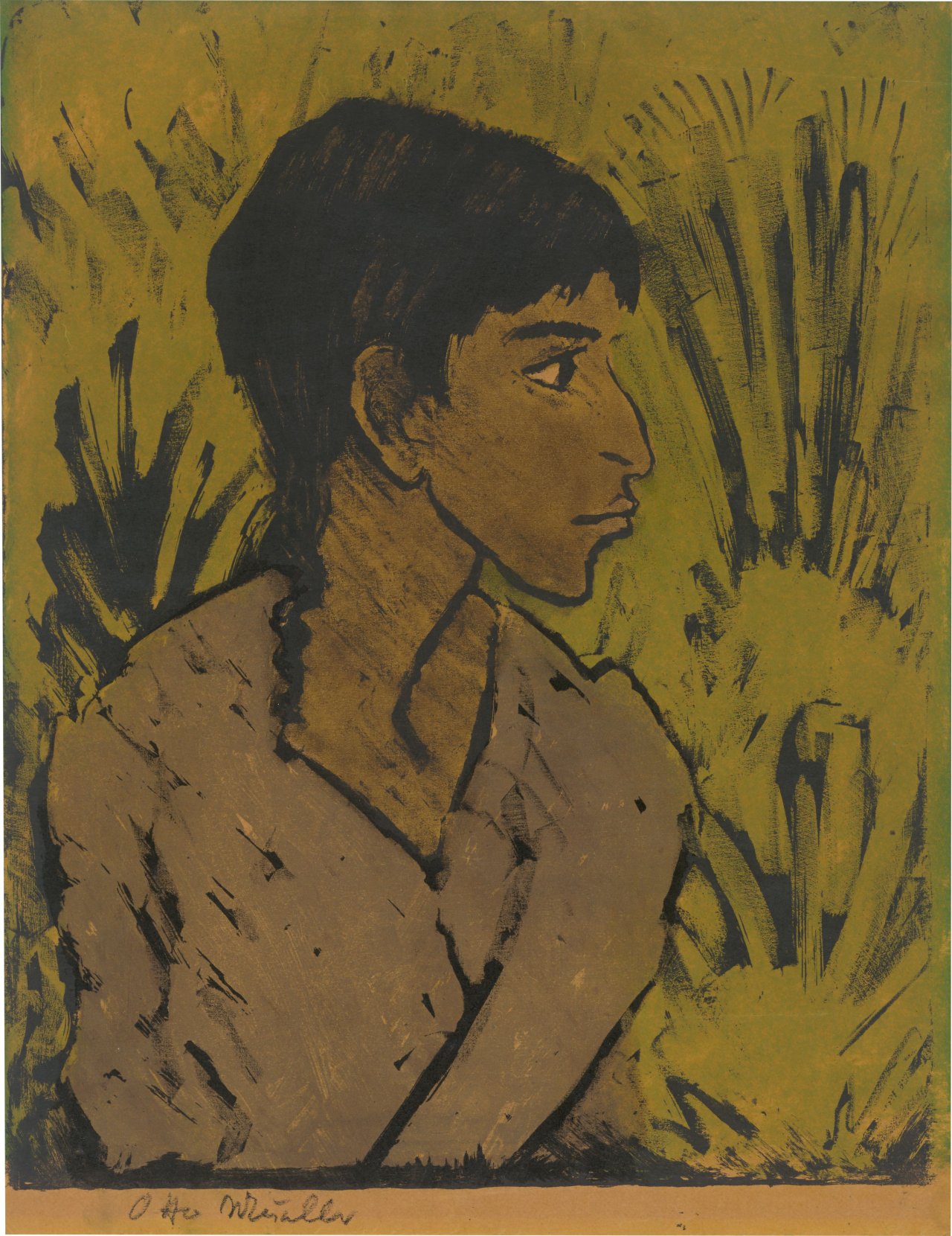 Auf diesem Bild ist das folgende Kunstwerk zu sehen: Otto Mueller. „Zigeunerin im Profil“. 1926/1927.