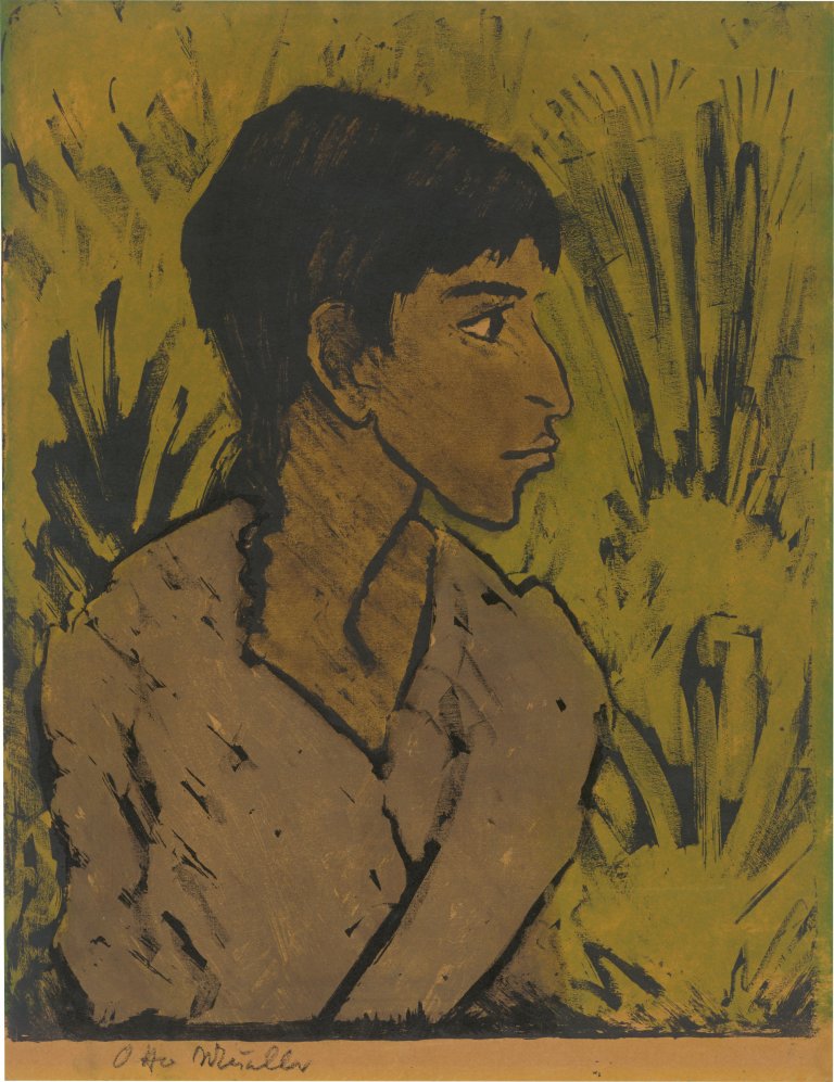 Auf diesem Bild ist das folgende Kunstwerk zu sehen: Otto Mueller. „Zigeunerin im Profil“. 1926/1927.