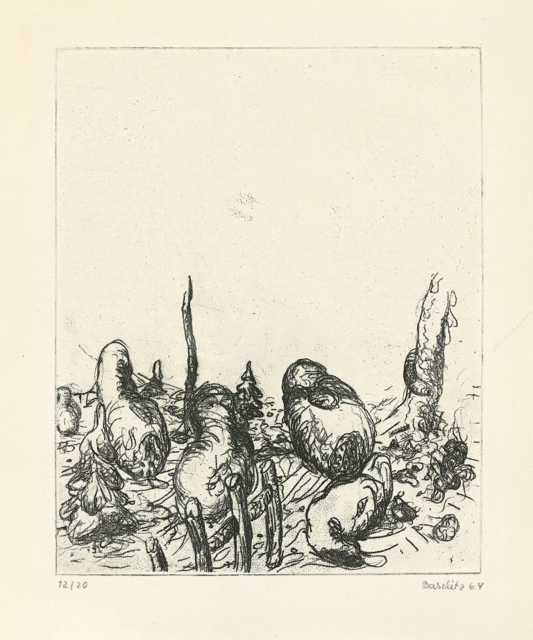 Auf diesem Bild ist das folgende Kunstwerk zu sehen: Georg Baselitz. „Ohne Titel“. 1964.
