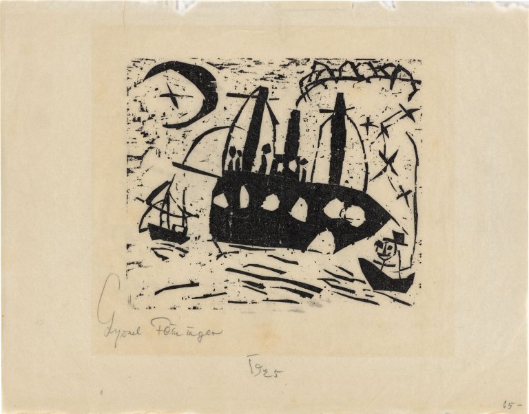 Auf diesem Bild ist das folgende Kunstwerk zu sehen: Lyonel Feininger. „Fröhliche Schiffsreise“. 1925.