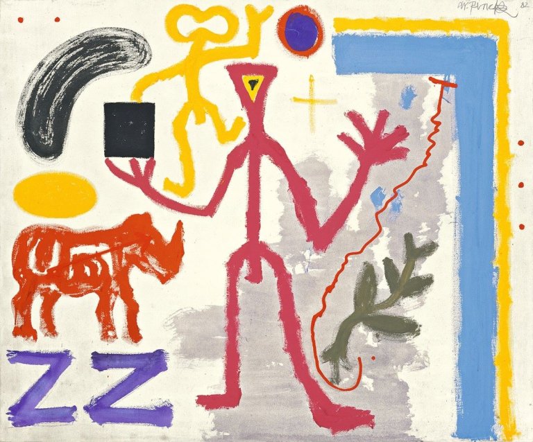 Auf diesem Bild ist das folgende Kunstwerk zu sehen: A.R. Penck. „Ich in London 1“. 1982.