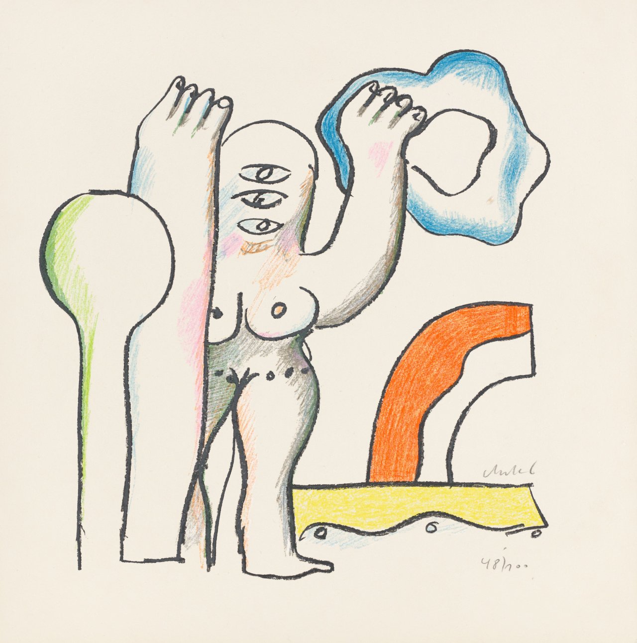Auf diesem Bild ist das folgende Kunstwerk zu sehen: Horst Antes. Aus: „On my way now“. 1963/66.