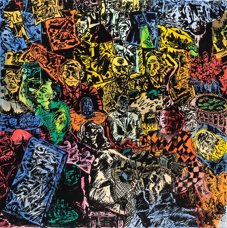Auf diesem Bild ist das folgende Kunstwerk zu sehen: Jörg Immendorff. Cafe de Flore. 1991.