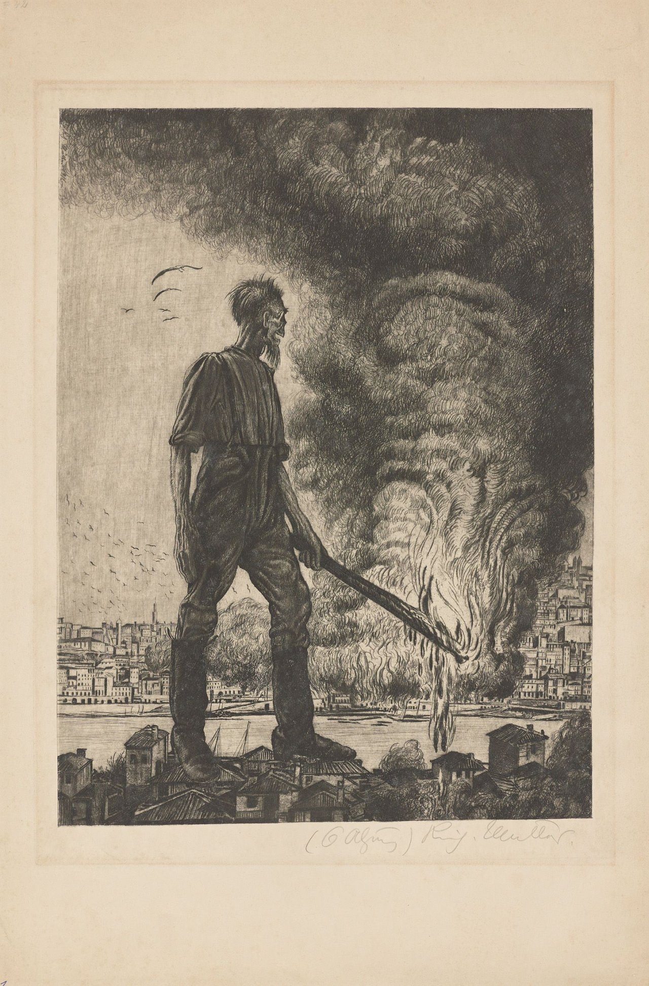 This picture shows the following artwork: Richard Müller. „Der Tod als Brandstifter“. 1916.