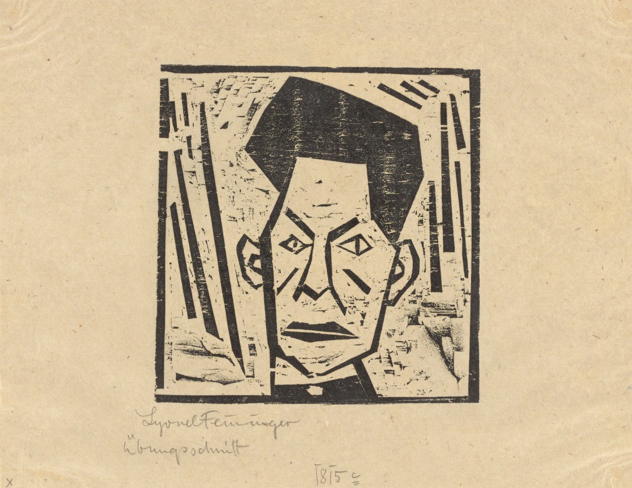 Auf diesem Bild ist das folgende Kunstwerk zu sehen: Lyonel Feininger. „Kopf eines Mannes“. 1918.