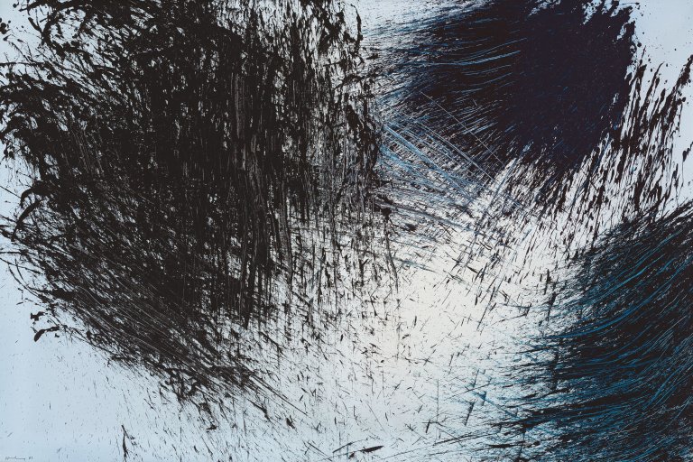 Auf diesem Bild ist das folgende Kunstwerk zu sehen: Hans Hartung. „T 1981 – H 12“. 1981.