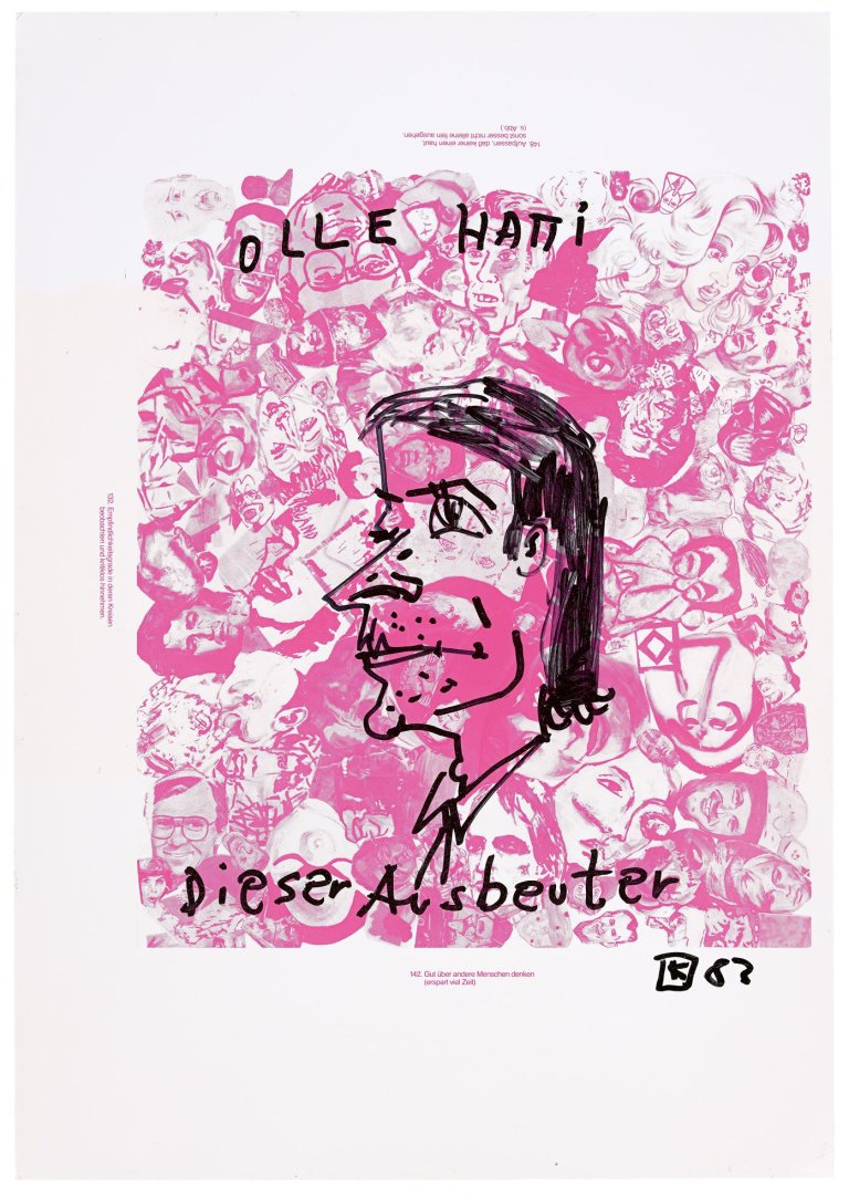 Auf diesem Bild ist das folgende Kunstwerk zu sehen: Martin Kippenberger. Ohne Titel (OLLE HATTI). 1983.
