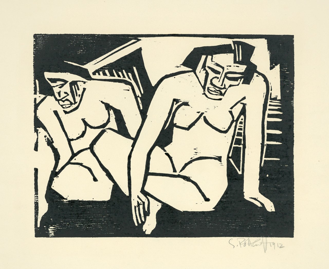 Auf diesem Bild ist das folgende Kunstwerk zu sehen: Karl Schmidt-Rottluff. „Bedrückte Frauen“. 1912.