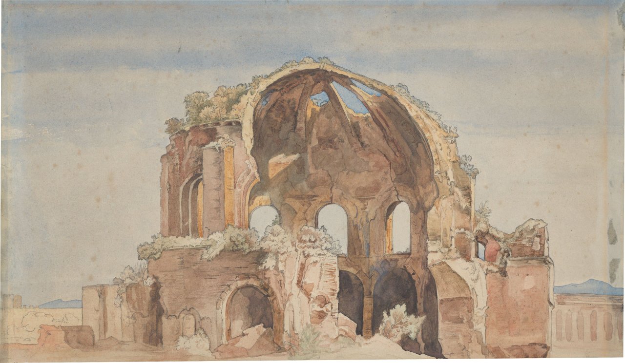 Auf diesem Bild ist das folgende Kunstwerk zu sehen: Ernst Fries. Tempel der Minerva Medica in Rom.
