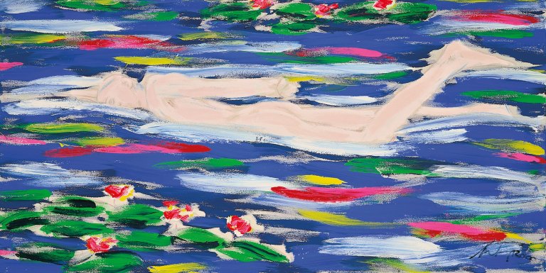 Auf diesem Bild ist das folgende Kunstwerk zu sehen:  Salomé. „Schwimmer mit Lilies“. 2000.