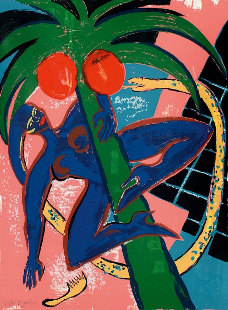 Auf diesem Bild ist das folgende Kunstwerk zu sehen: Elvira Bach. Feeling hot. 1992.