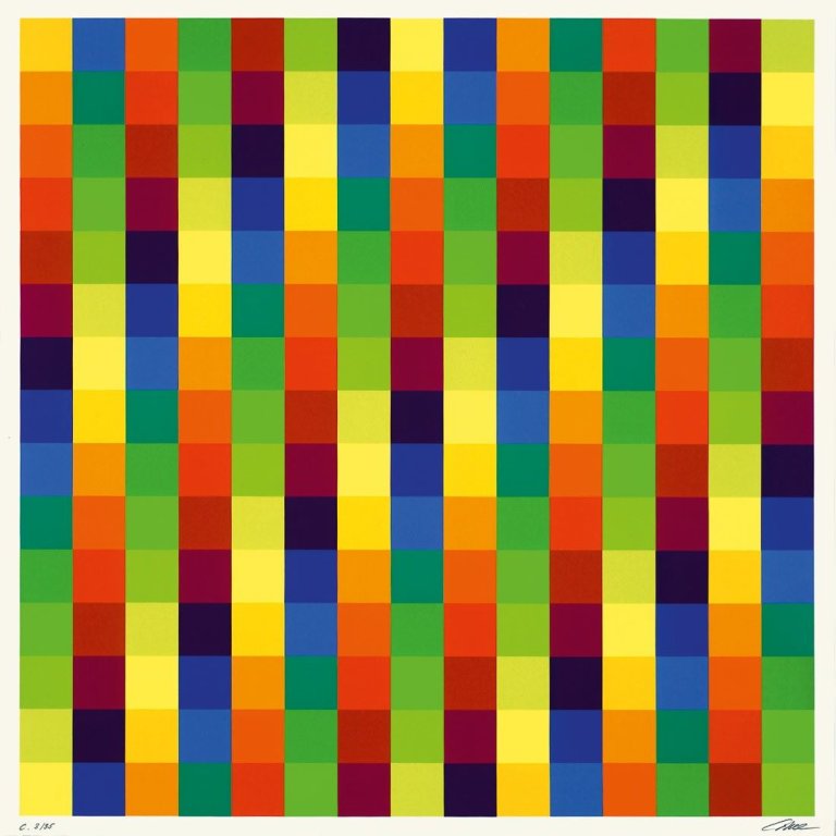 Auf diesem Bild ist das folgende Kunstwerk zu sehen: Richard Paul Lohse. „Modulare Ordungen“ / „Serielle Ordnungen“. 1976.