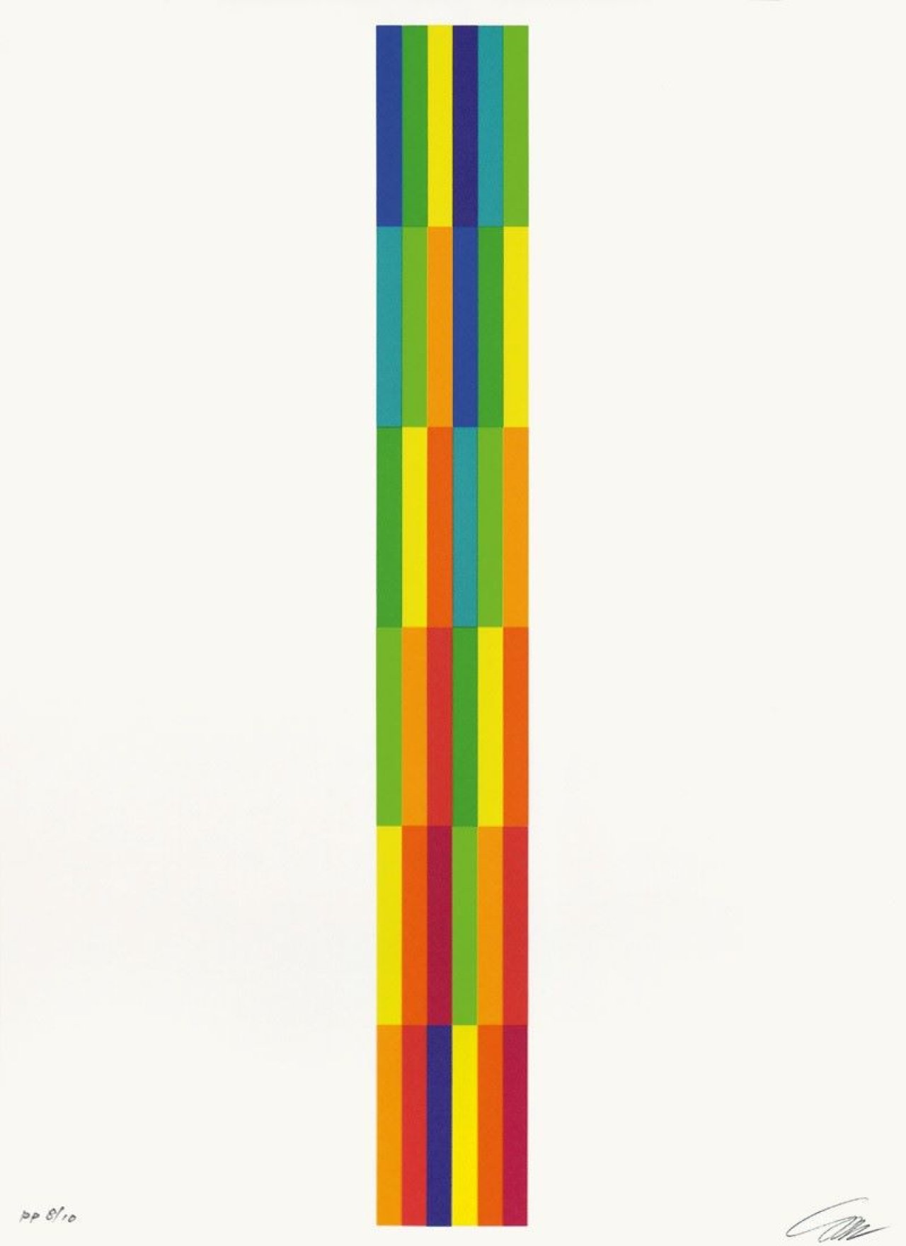 Auf diesem Bild ist das folgende Kunstwerk zu sehen: Richard Paul Lohse. „Vier vertikale serielle Strukturen“. 1980.