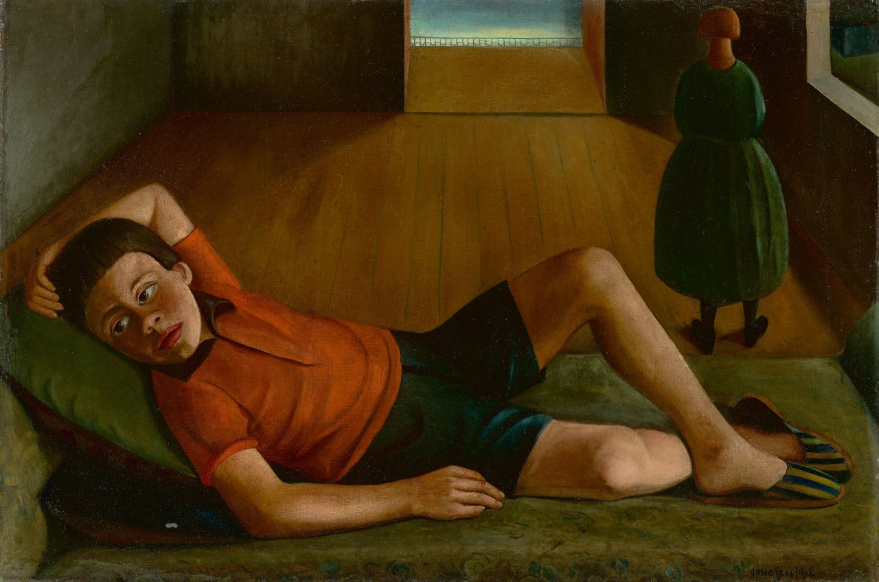 Auf diesem Bild ist das folgende Kunstwerk zu sehen: Arno Henschel. Liegender Junge. Späte 1920er-Jahre.