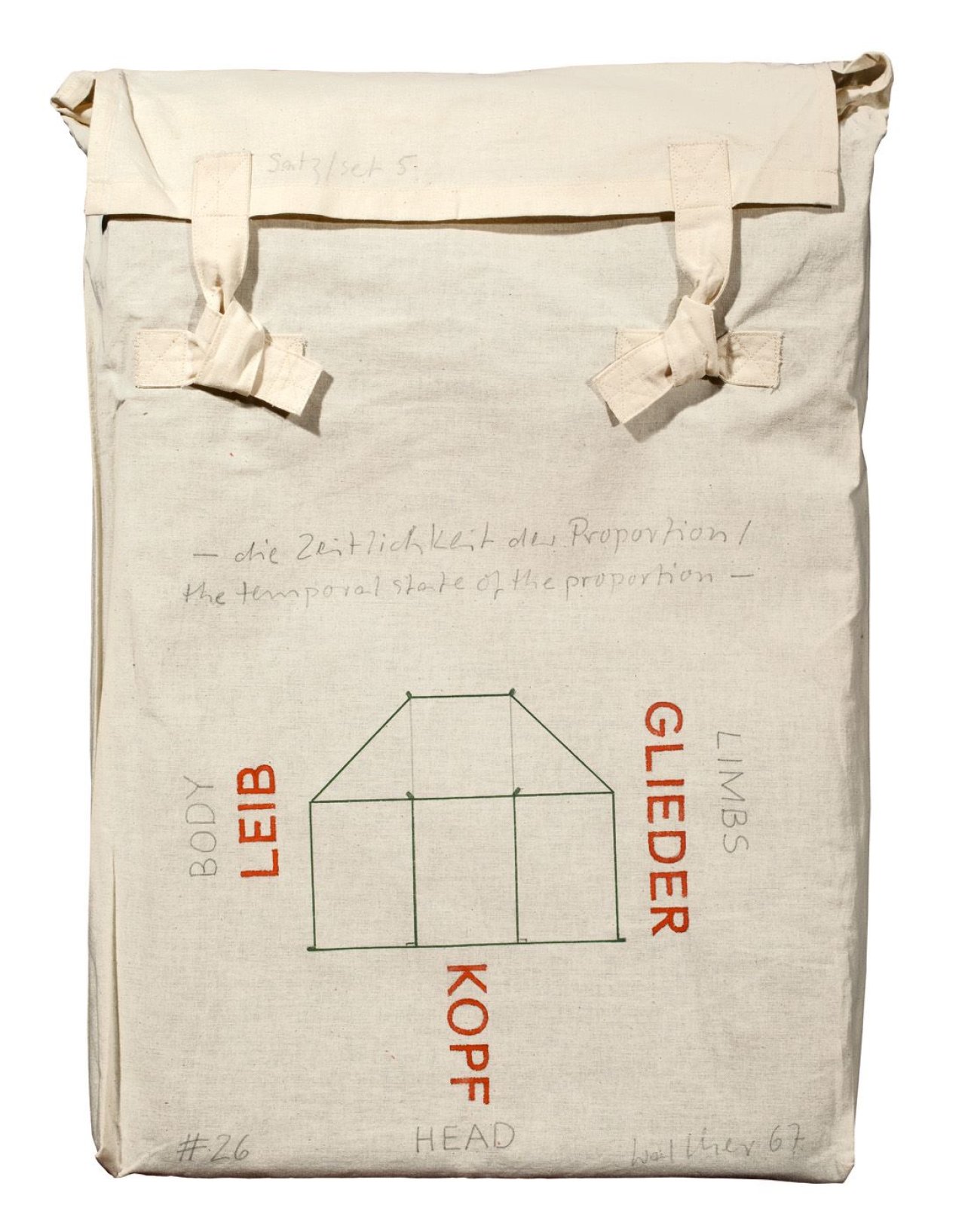 Auf diesem Bild ist das folgende Kunstwerk zu sehen: Franz Erhard Walther. „Die Zeitlichkeit der Proportion“. 1967.