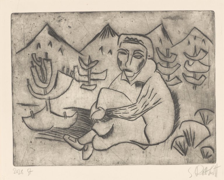 Auf diesem Bild ist das folgende Kunstwerk zu sehen: Karl Schmidt-Rottluff. „Mädchen und Wald“. 1920.