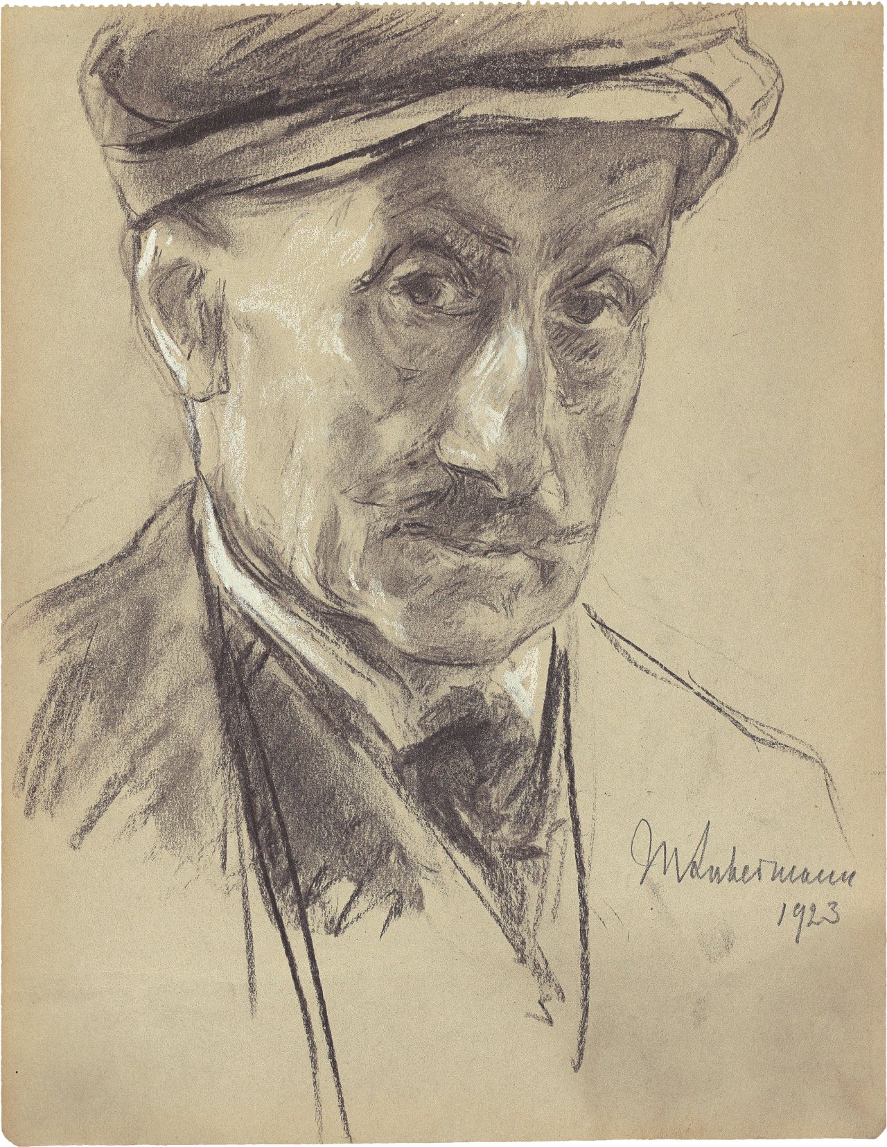 This picture shows the following artwork: Max Liebermann. ”Selbstbildnis mit Schirmmütze”. 1923.