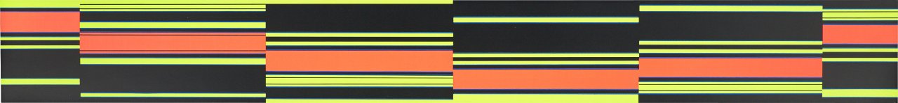 Auf diesem Bild ist das folgende Kunstwerk zu sehen: Günter Fruhtrunk. „Veränderte Reihen“. 1972.