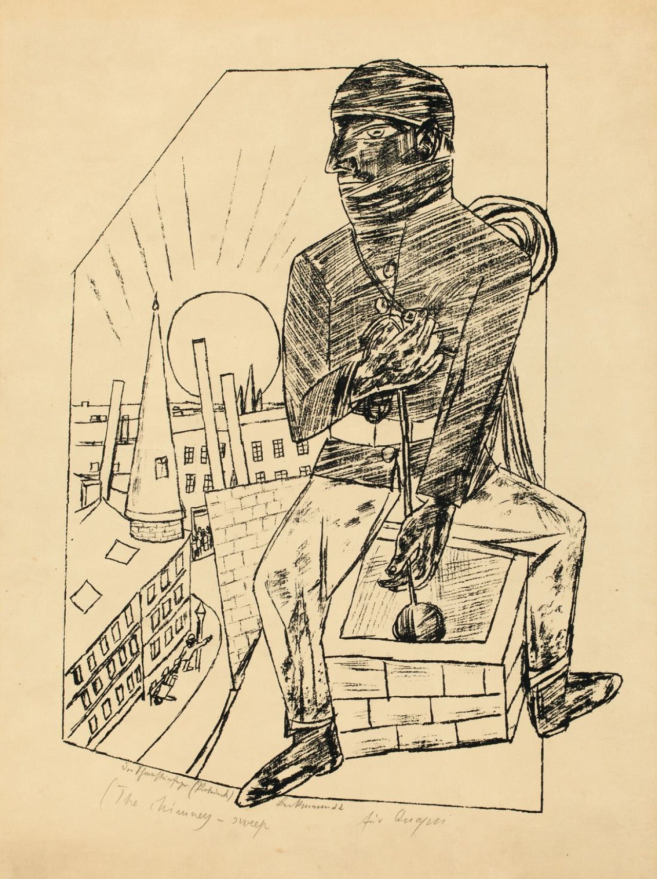Auf diesem Bild ist das folgende Kunstwerk zu sehen: Max Beckmann. „Der Schornsteinfeger“. 1922.