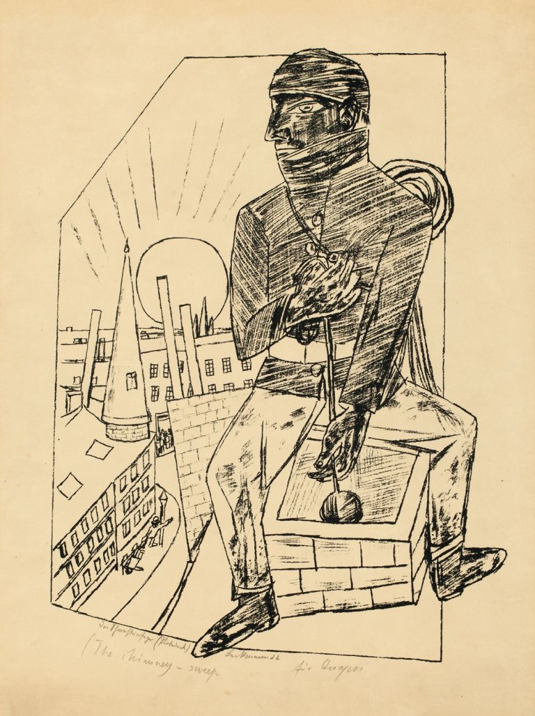 Auf diesem Bild ist das folgende Kunstwerk zu sehen: Max Beckmann. „Der Schornsteinfeger“. 1922.