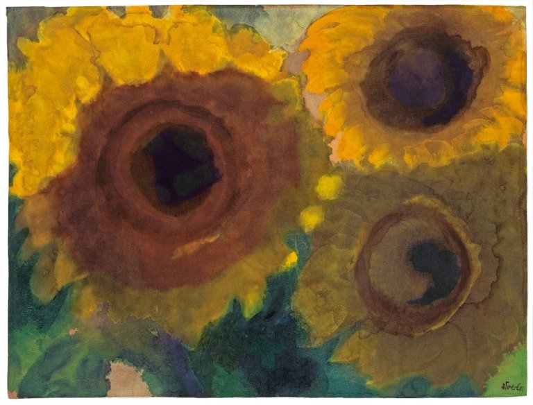 This picture shows the following artwork: Emil Nolde. Sonnenblumen.