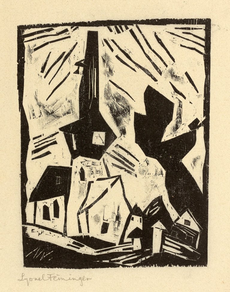 Auf diesem Bild ist das folgende Kunstwerk zu sehen: Lyonel Feininger. „Gelmeroda“. 1908.