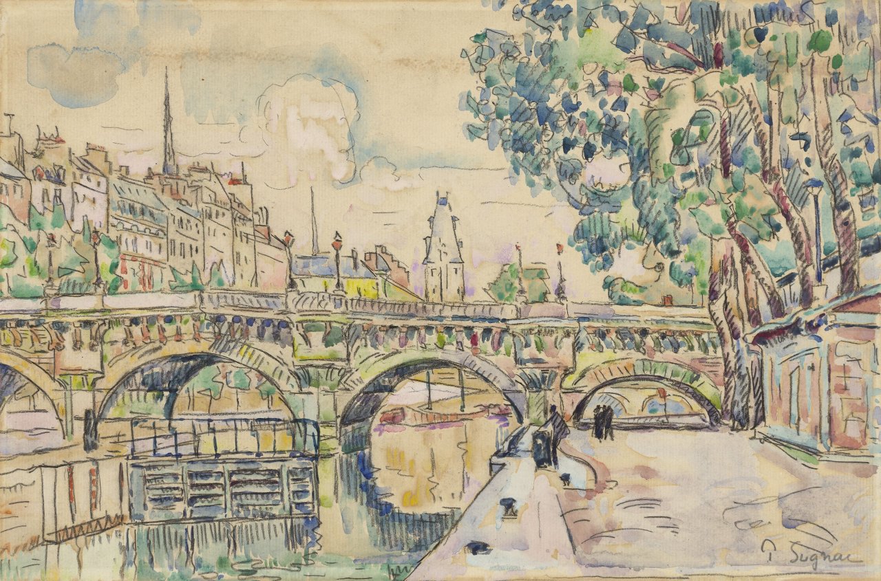 Auf diesem Bild ist das folgende Kunstwerk zu sehen: Paul Signac. „Paris. Le Pont-Neuf“. Um 1927.