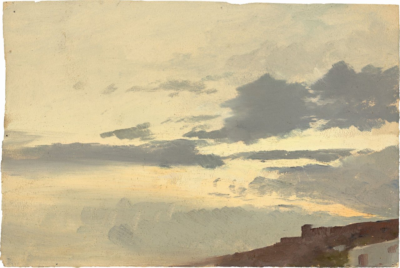Auf diesem Bild ist das folgende Kunstwerk zu sehen:  Deutsch, um 1860. Wolkenstudie (beidseitig).