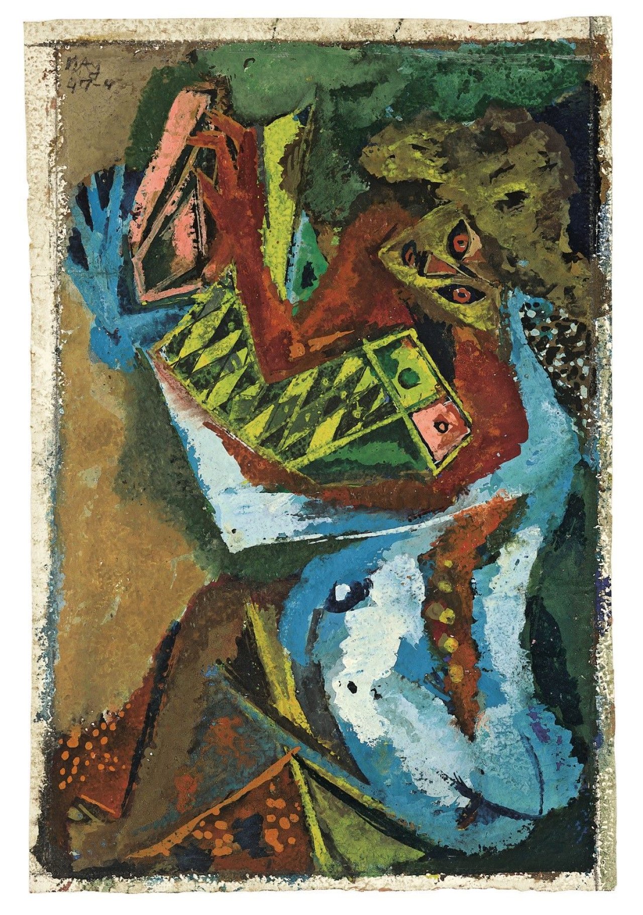 Auf diesem Bild ist das folgende Kunstwerk zu sehen: Ernst Wilhelm Nay. Große Sitzende mit Spiegel. 1947.