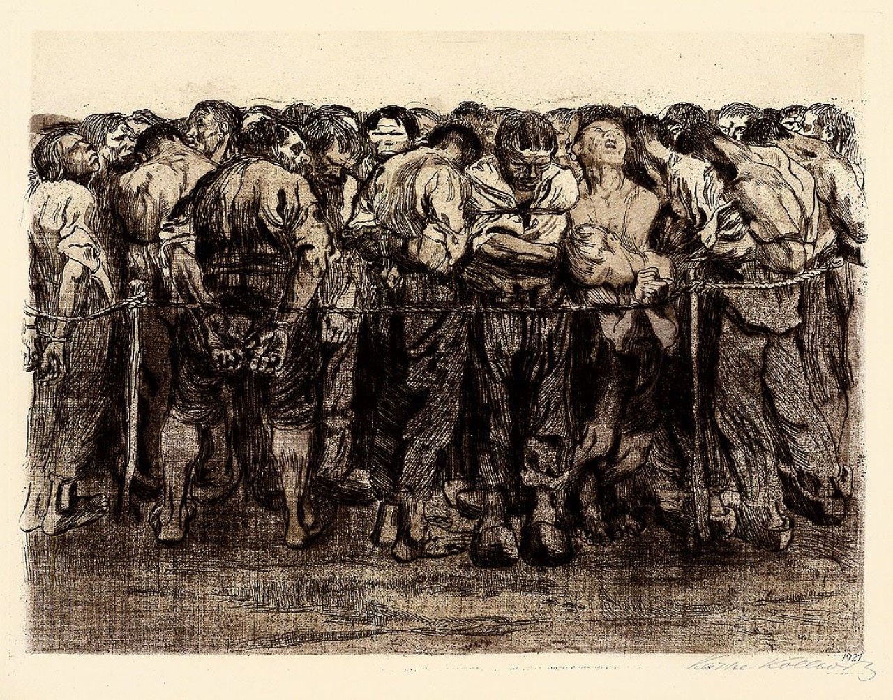This picture shows the following artwork: Käthe Kollwitz. „Die Gefangenen“. 1908.