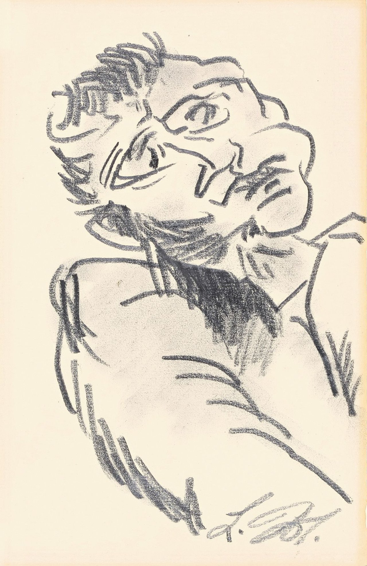 Auf diesem Bild ist das folgende Kunstwerk zu sehen: Ludwig Meidner. Männerkopf. 1915.
