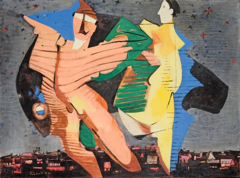 Auf diesem Bild ist das folgende Kunstwerk zu sehen: Ernst Fritsch. „Dämonen über der Stadt“. 1954.