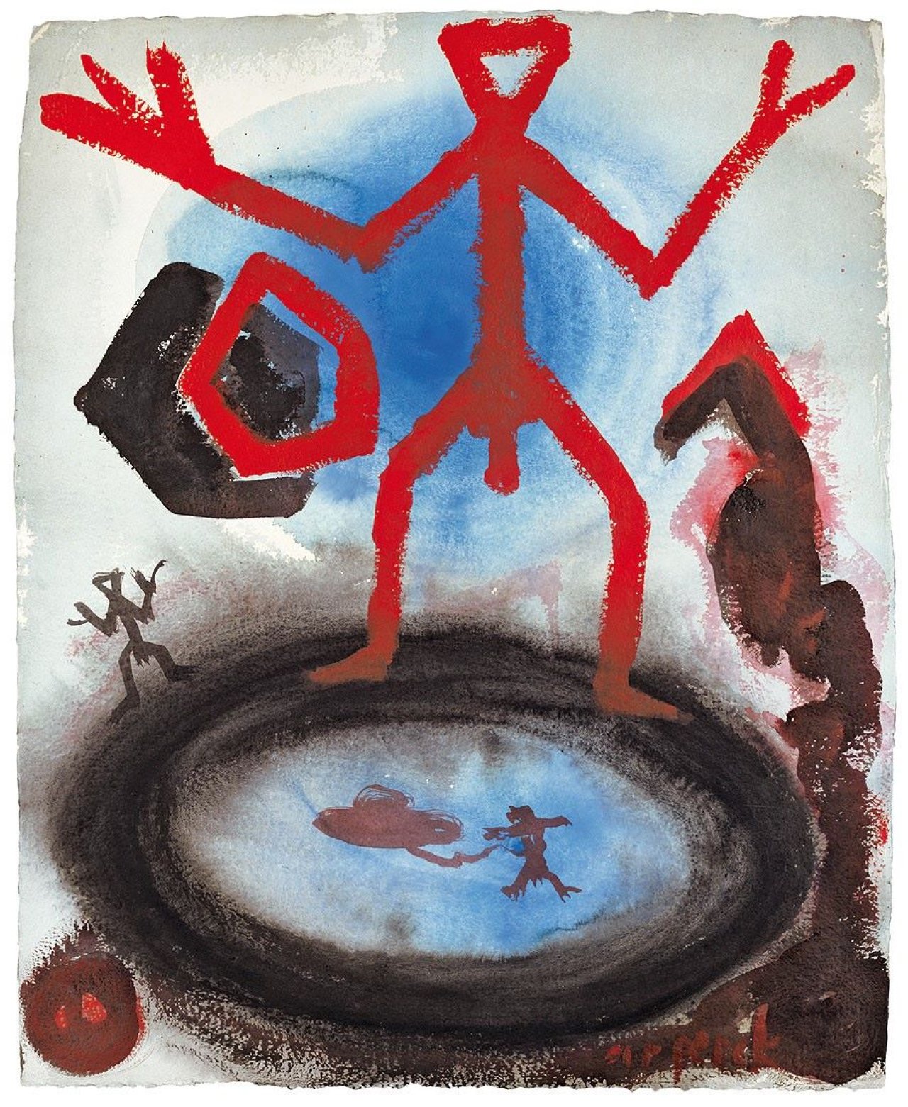 Auf diesem Bild ist das folgende Kunstwerk zu sehen: A.R. Penck. „Weltordnung“. 1995.