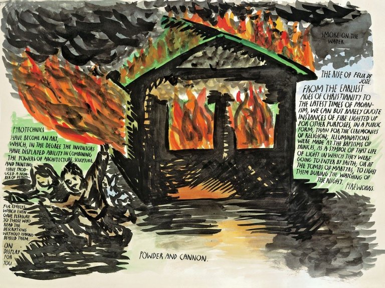 Auf diesem Bild ist das folgende Kunstwerk zu sehen: Raymond Pettibon. Ohne Titel (Smoke on the water). 2003.