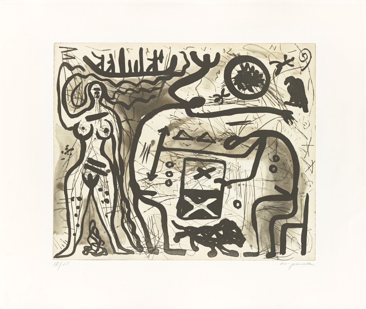 This picture shows the following artwork: A.R. Penck. Untitled. Circa 1990.