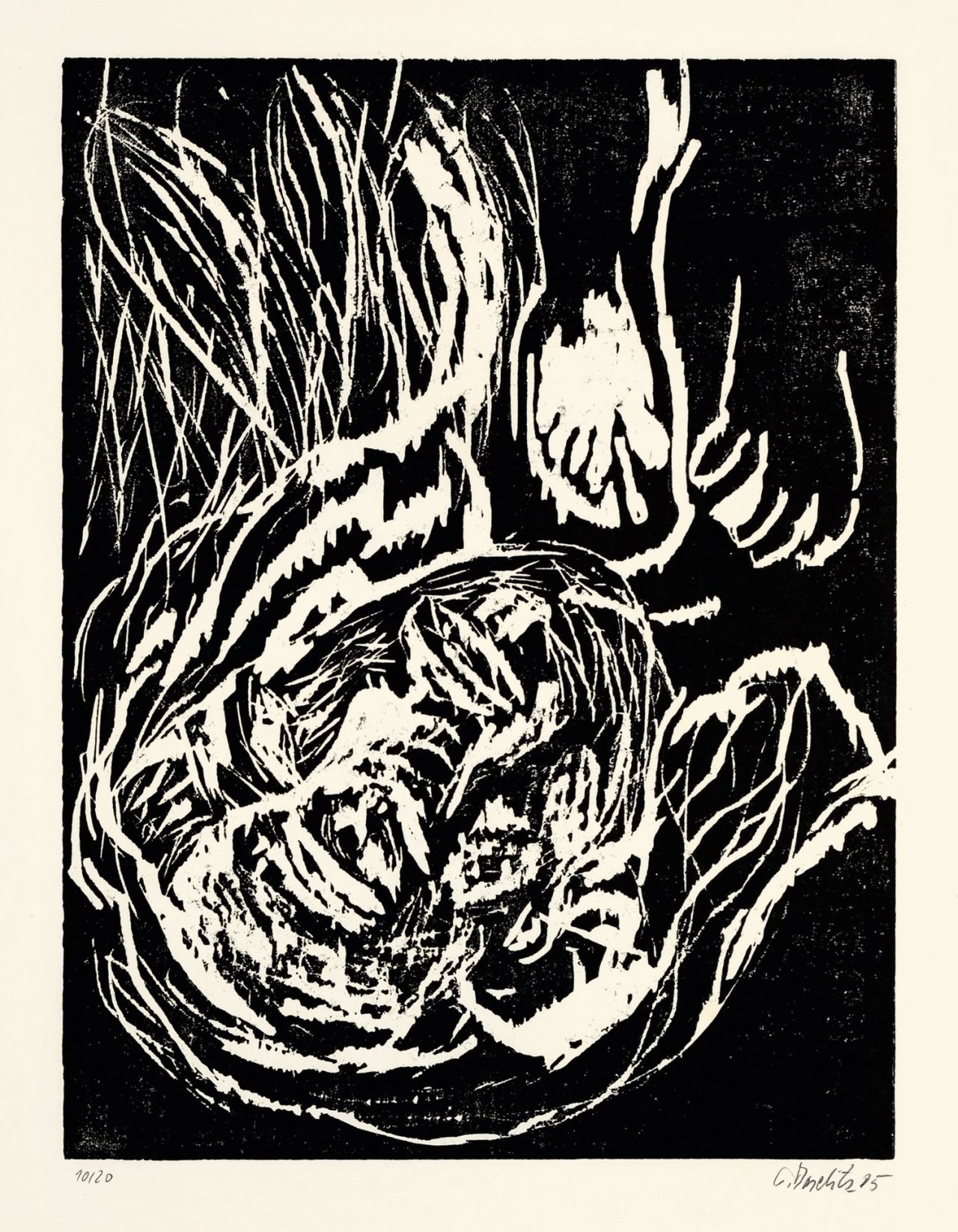 This picture shows the following artwork: Georg Baselitz. Ohne Akkordeon. 1985.