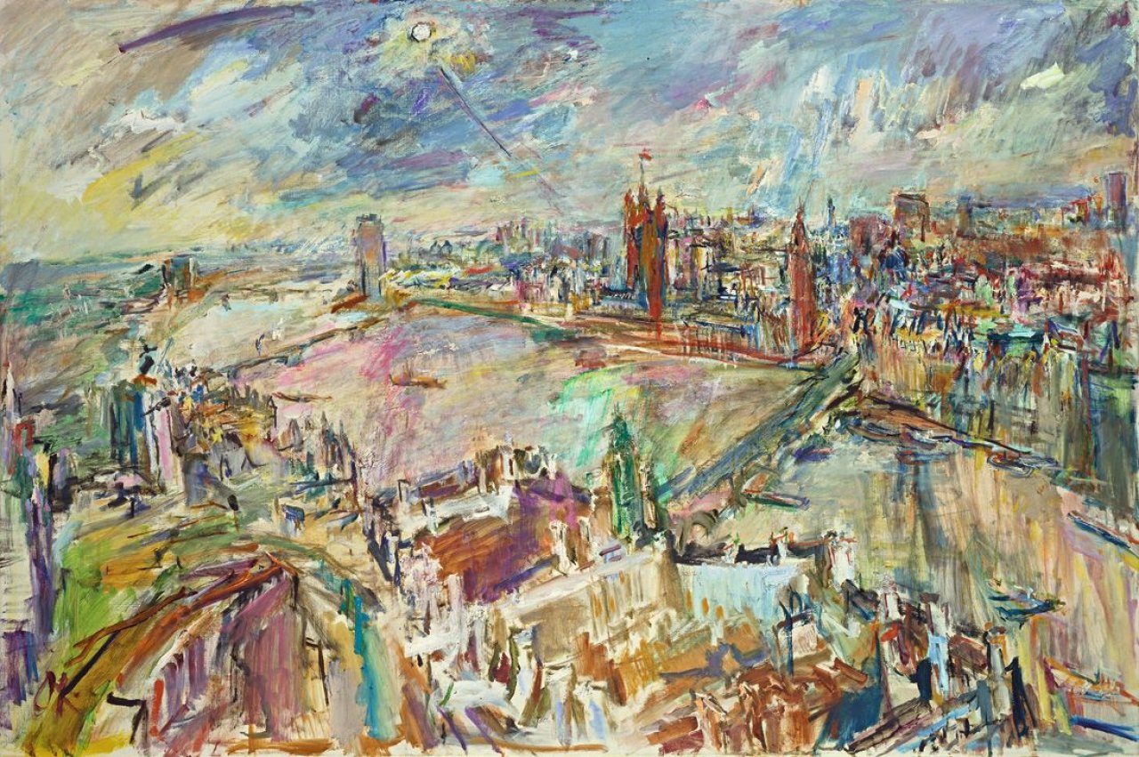 Auf diesem Bild ist das folgende Kunstwerk zu sehen: Oskar Kokoschka. London mit House of Parliament. 1967.