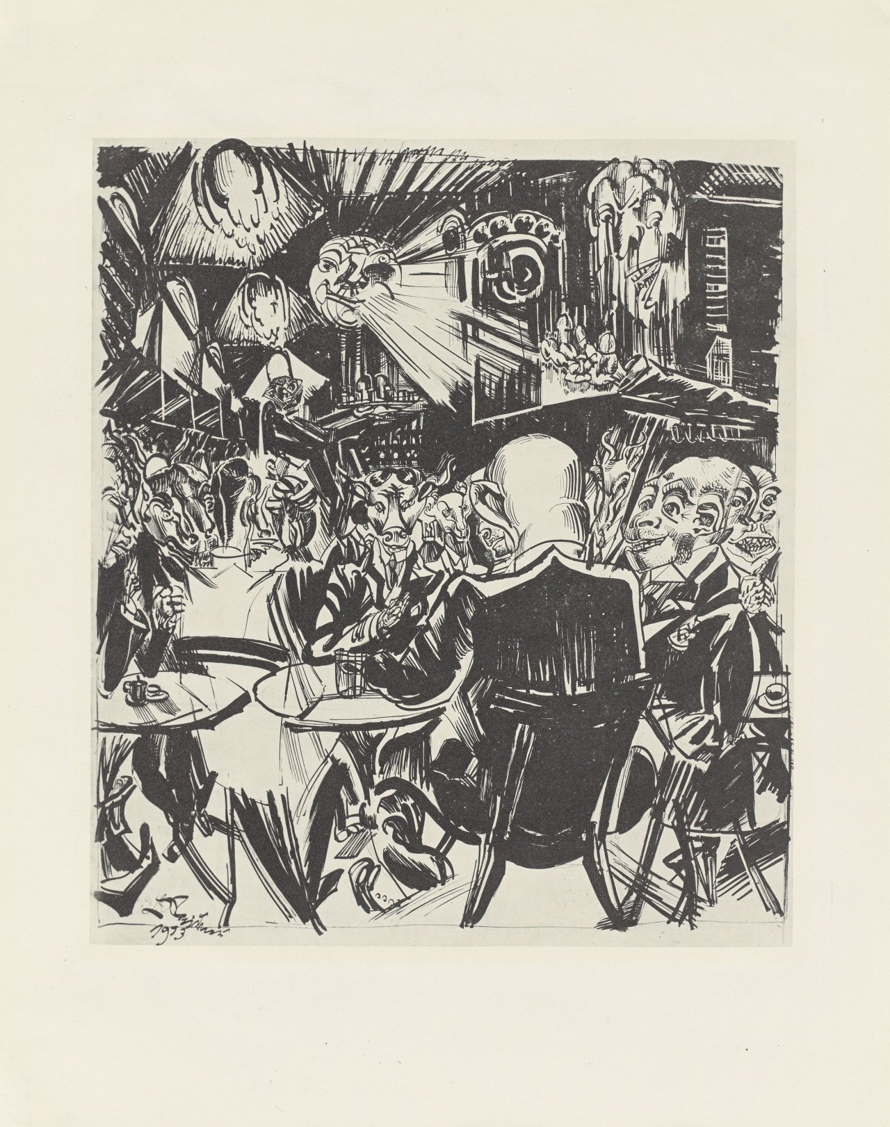 Auf diesem Bild ist das folgende Kunstwerk zu sehen: Ludwig Meidner. „Straßen und Cafés“. 1913/18.