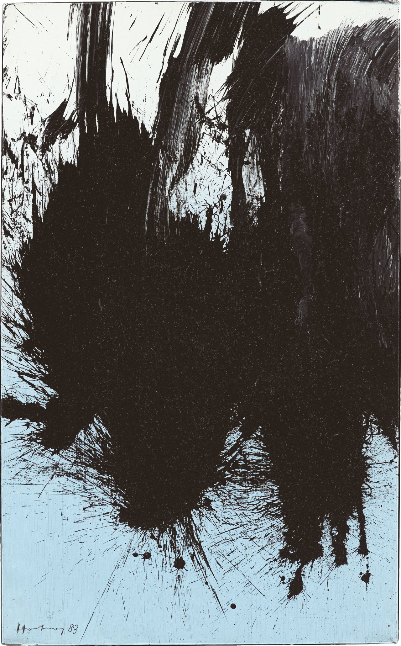 This picture shows the following artwork: Hans Hartung. ”T1983-H38”. 1983.
